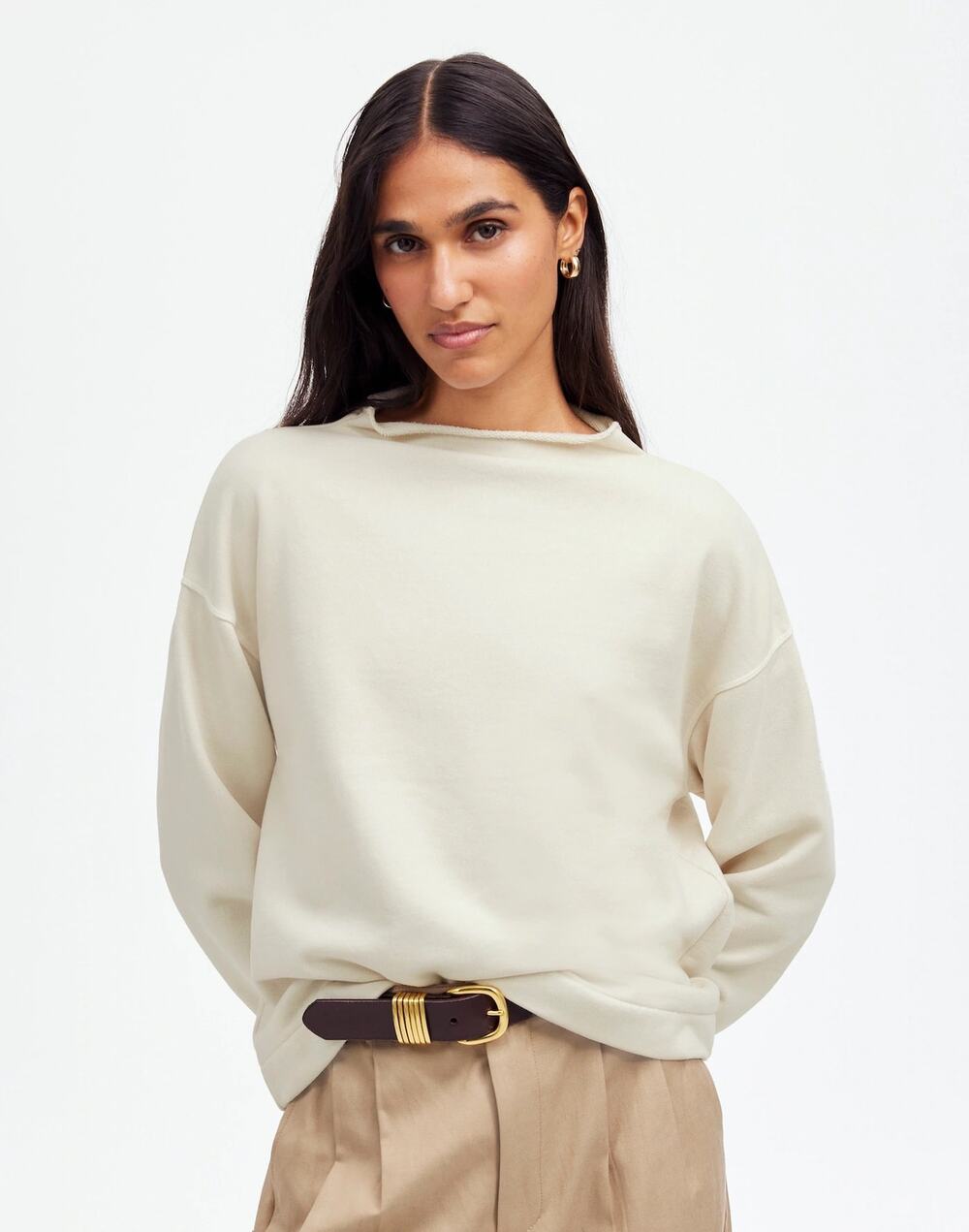 Madewell Ivory Relaxed Boxy Crewneck Sweatshirt